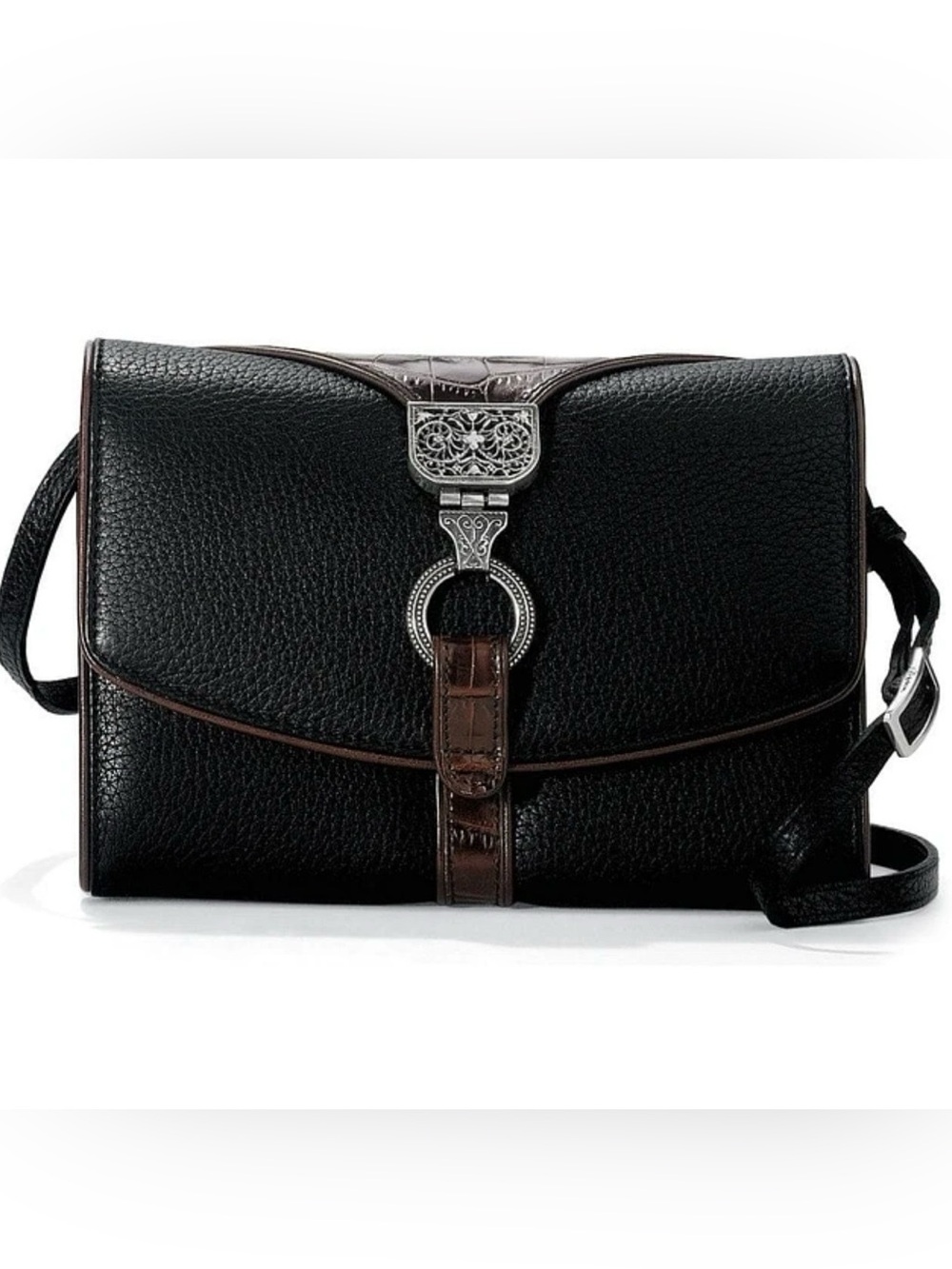 GOOD PLUS CONDITION! BRIGHTON NEPAL ORGANIZATION PEBBLE LEATHER CROSSBODY PURSE!